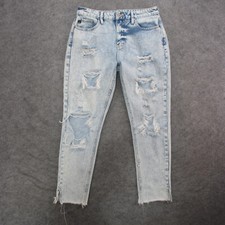 KanCanJeans Women's 7/27 Blue Stone Wash High Rise Boyfriend Jeans