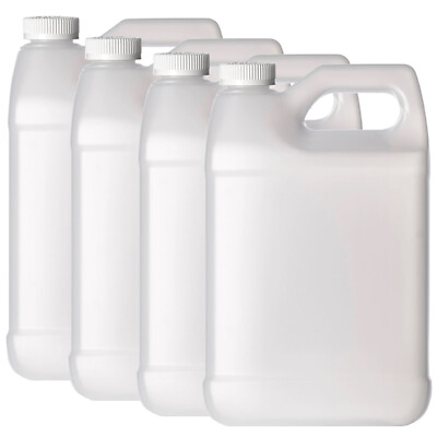 F-Style 38/400 White 1 Gallon Bottle HDPE Jug w/ Child Proof Cap (128oz) 4 Pack