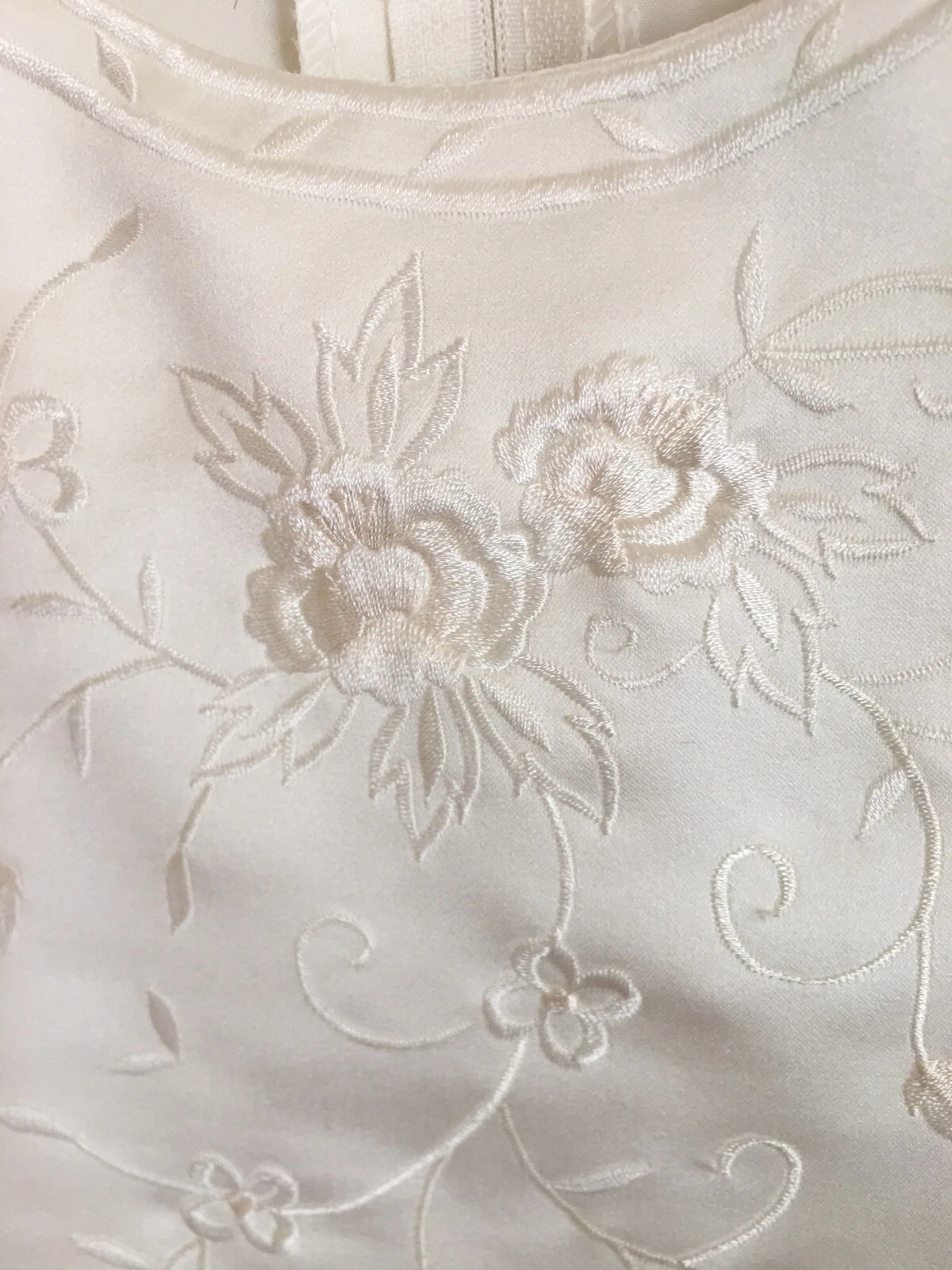 OFF WHITE Abito Oleg Cassini bianco sporco avorio matrimonio sfilata comunione fiori bambina taglia 6