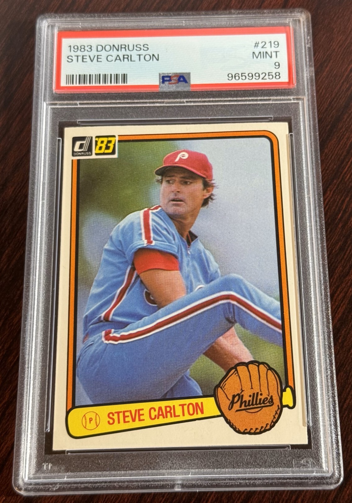 1983 STEVE CARLTON DONRUSS #219 PSA 9 PHILLIES HOF