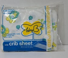 VTG "BABY B" FITTED BOTTOM CRIB SHEET DECORATIVE BY BELK - BUNNIES/LIONS/LADYBUG