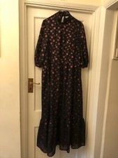 New Zara Woman Stunning Black & Pink Sparkly Spotty Day To Party Midi Dress,M