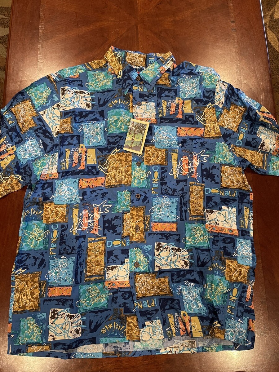 Disney Reyn Spooner Donald Duck Hawaiian Shirt L Mickey Mouse