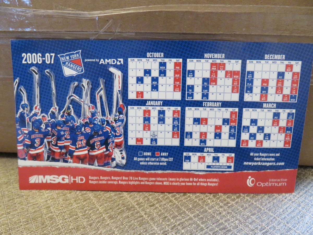 new-york-rangers-2006-2007-hockey-pocket-schedule-ebay
