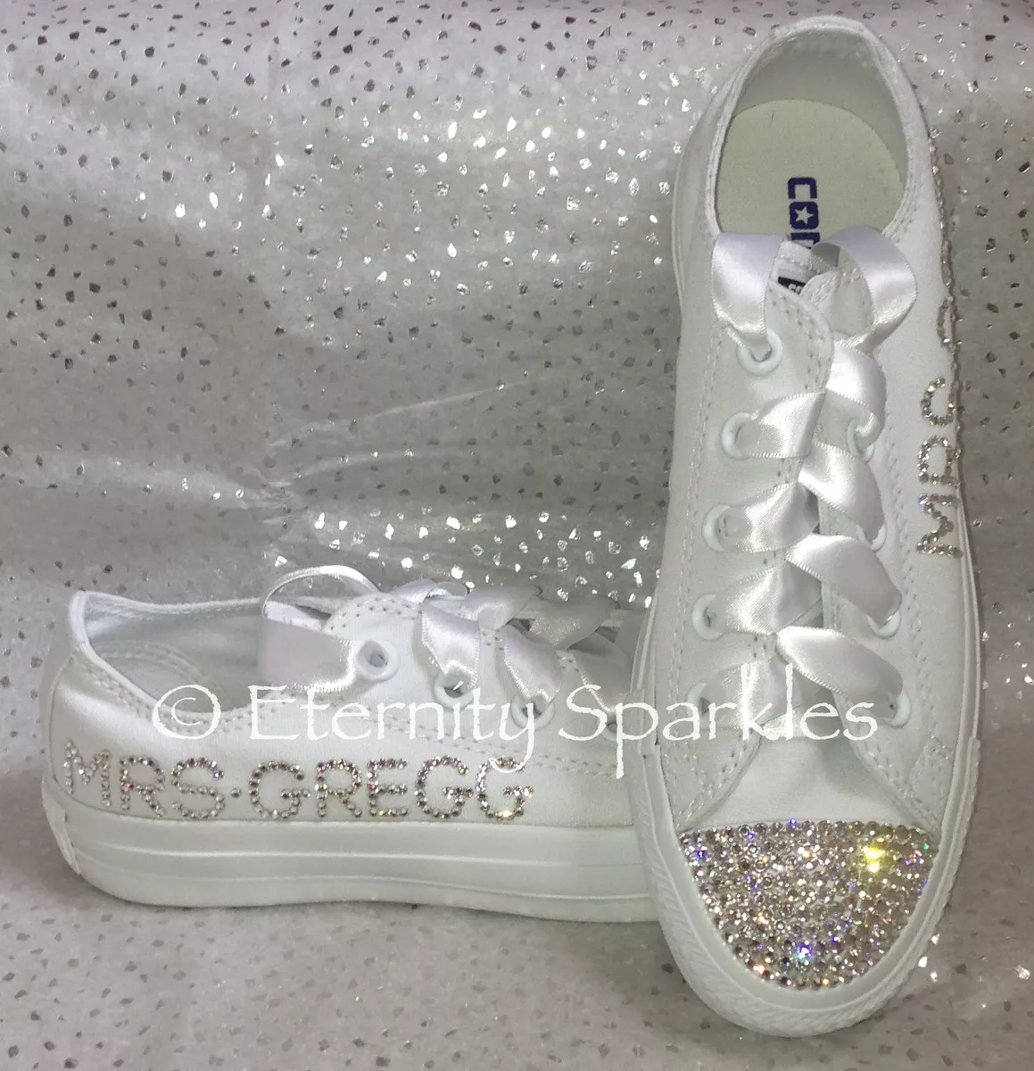 Wie gangpad Marine Customised/Personalised Mono White Crystal Sparkle Luxe Wedding Bridal Converse | eBay Wie gangpad Marine Customised/Personalised Mono White Crystal Sparkle Luxe Wedding Bridal Converse | eBay