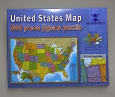 New UNITED STATES MAP 500 Piece JIGSAW PUZZLE 24"x36" Hemispheres 8 SEALED USA