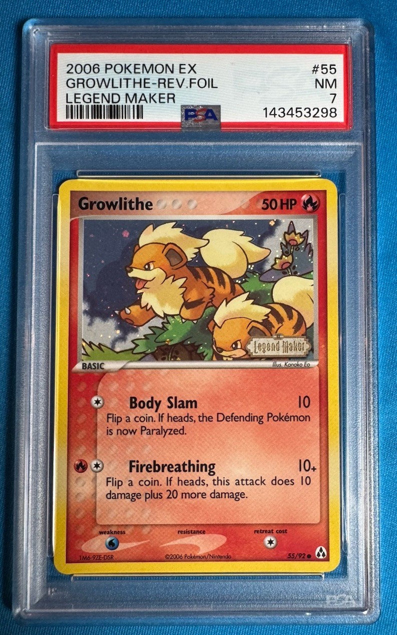 2006 GROWLITHE 🔥 PSA 7 🔥 Pokemon EX Legend Maker REVERSE HOLO Stamped 55 📈