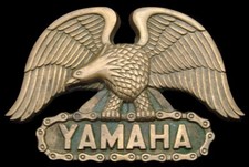 KJ04120 AWESOME VINTAGE 1980 YAMAHA MOTORCYCLES EAGLE SOLID BRASS BUCKLE