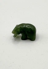 Vintage Hand Carved Nephrite Jade Bear, Totem Animal, Miniature Sculpture No.19
