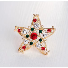 Luxury Christmas Star Brooch Pin   Rhinestone Holiday Pin Xmas Jewelry Gift
