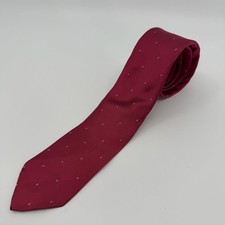 Vtg Christian Dior Tie Mens Crimson Red Silk Necktie Made in USA Designer Luxury