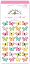 Doodlebug Sprinkles Adhesive Glossy Enamel Shapes-Butterfly Kisses, 32/Pkg