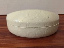 Coach Signature C Monogram Cream White Clamshell Eye Glasses Hard Case