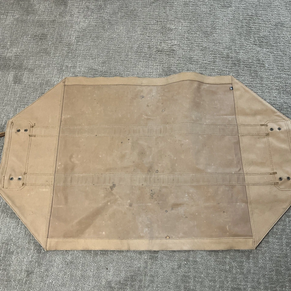 Duluth Trading Co. Canvas Fire Hose Wood Log Carrier Bag Wheat Tan Brown Leather - Image 4 of 4