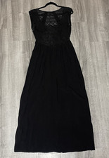 Tobi Maxi Dress Women's Medium Black Sleeveless A-Line Lacy Flowy Empire Waist