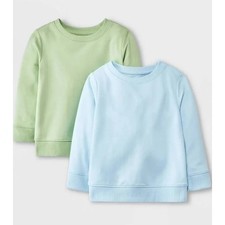 Toddler Boys' 2pk Crew Neck Sweatshirt - Cat  Jack Olive Green/Light Blue