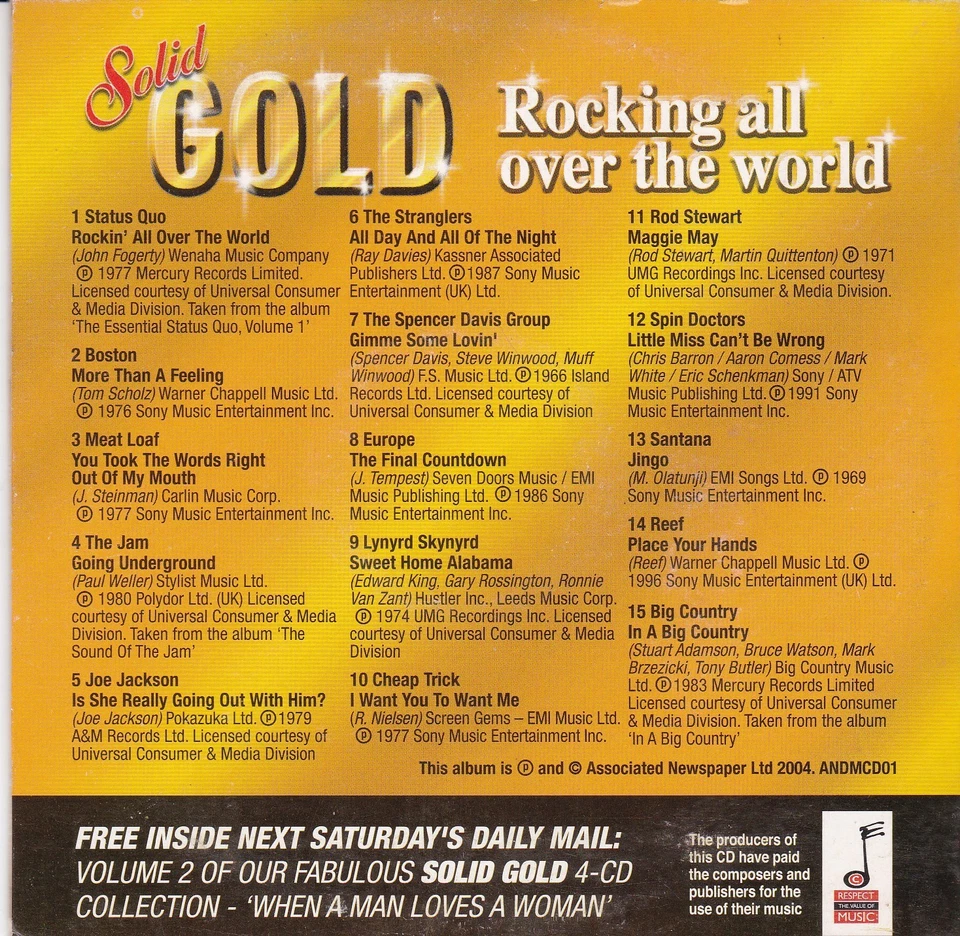 SOLID GOLD ( DAILY MAIL Newspaper 4 CD Collection ) - Bild 2 von 4