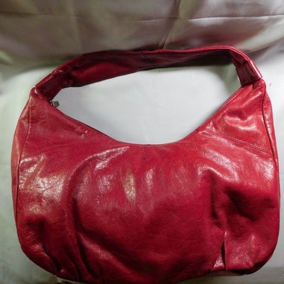 HOBO International Leather Red Leather Shoulder Bag Tote Round