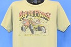 vintage 90s KEEP ON PLOWIN TRACTOR HOT ROD FUNNY COMIX GREEN t-shirt MEDIUM M — photo 1
