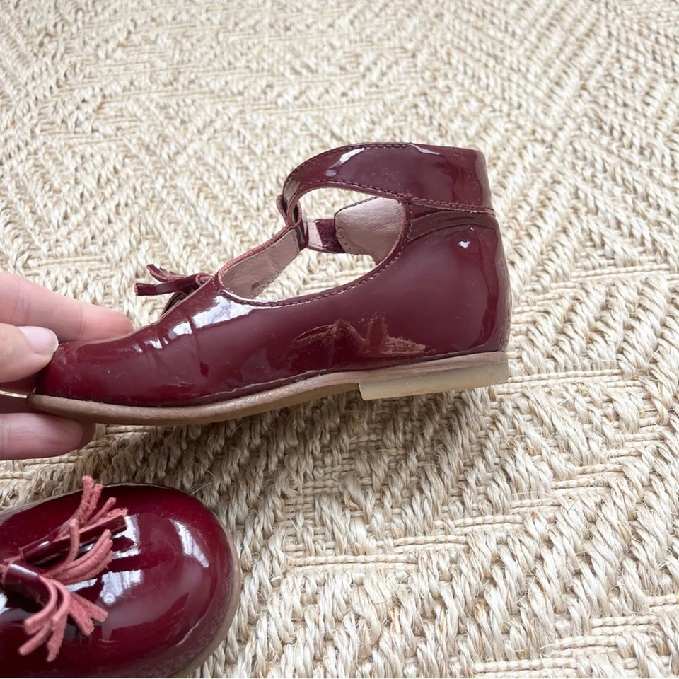 Zapatos de vestir Jacadi borgoña charol correa en T niños pequeños niñas talla 8 Foto 4 de 4