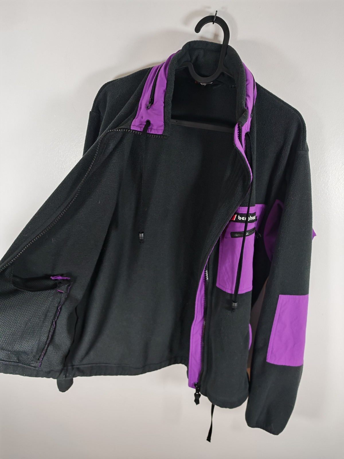 Berghaus Ascent 91 Fleece Jacket Unisex Medium Black Purple Retro 90s Full Zip image 4