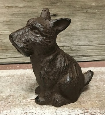 Scottish Terrier Cast Iron Brown Small 4.5  Tall Decorative Dog Figurine
