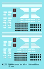 K4 HO Scale Decals Burlington CB&Q EMD Diesel Locomotive White Red/Gray Scheme