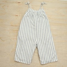 Nordstrom Kids Striped Jumpsuit Overalls Size 5 Linen Blend Tie Strap