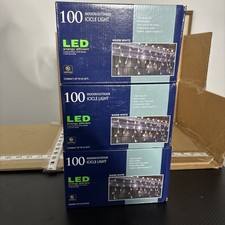 NIB 100 LED Icicle Lights Warm White Christmas Indoor Outdoor 3 boxes 6.3' long
