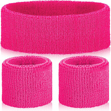 3 Pieces Neon Sweatbands Wristband Headband Set, 80S/90S Outfits for Women Sport