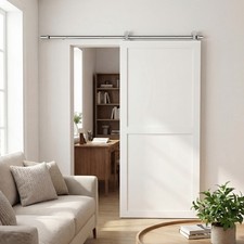 HOMCOM Sliding Door Hardware Kit Smooth Quiet 200cm Sliver Tone Refurbished