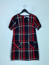 Dorothy Perkins Black Red Check Mini Shift Dress Short Sleeve  NEW UK 12 Petite