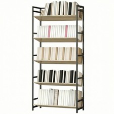 HOMCOM Bookcase Anti-Slip Design 5-Tier Oak