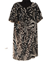 TALBOTS Paisley Dress Puff Sleeves V-Neck Back Neck Band /Zipper XS