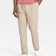 All In Motion Mens Medium Activewear Pants Khaki Ripstop Pull On Slim Leg Pocket