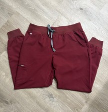 FIGS Technical Collection Jogger Scrub Pants Burgundy Solid Size L