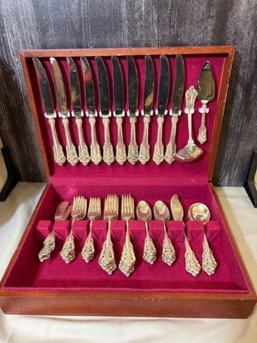 Vintage Wallace Sterling Silver Flatware Set – 52 Pieces – Ornate Pattern