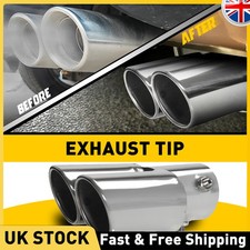 Chrome Trim Dual Exhaust Pipe Tailpipe Stainless-Steel Tail Muffler-Tip Throat