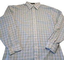 Stafford Essentials Dress Shirt Men's L Plaid Longsleeve Button Down