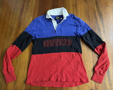 1990s Snowbird Resort Dehen Knitting Co.Rugby Polo Medium Color block