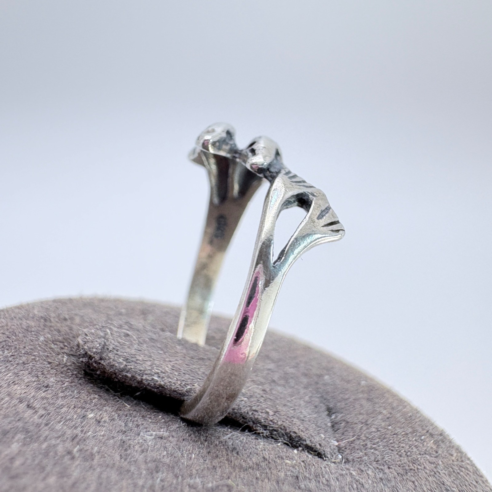 VTG Solid Sterling Silver 925 Double Dolphin Bypa… - image 4