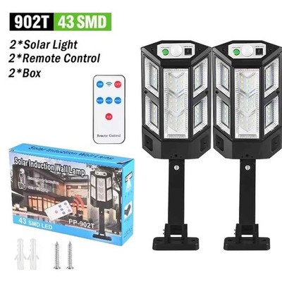 2Pcs 1200000LM Commercial Solar Street Light Parking Lot Road Light Super Bright