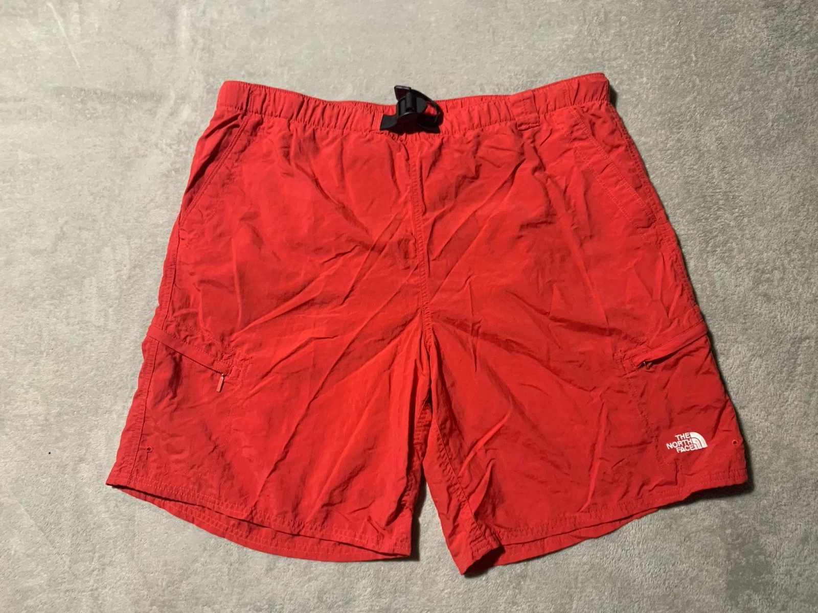 The North Face Shorts Mens Large Red Cargo Belted Mesh Lined Outdoors Hike Adult