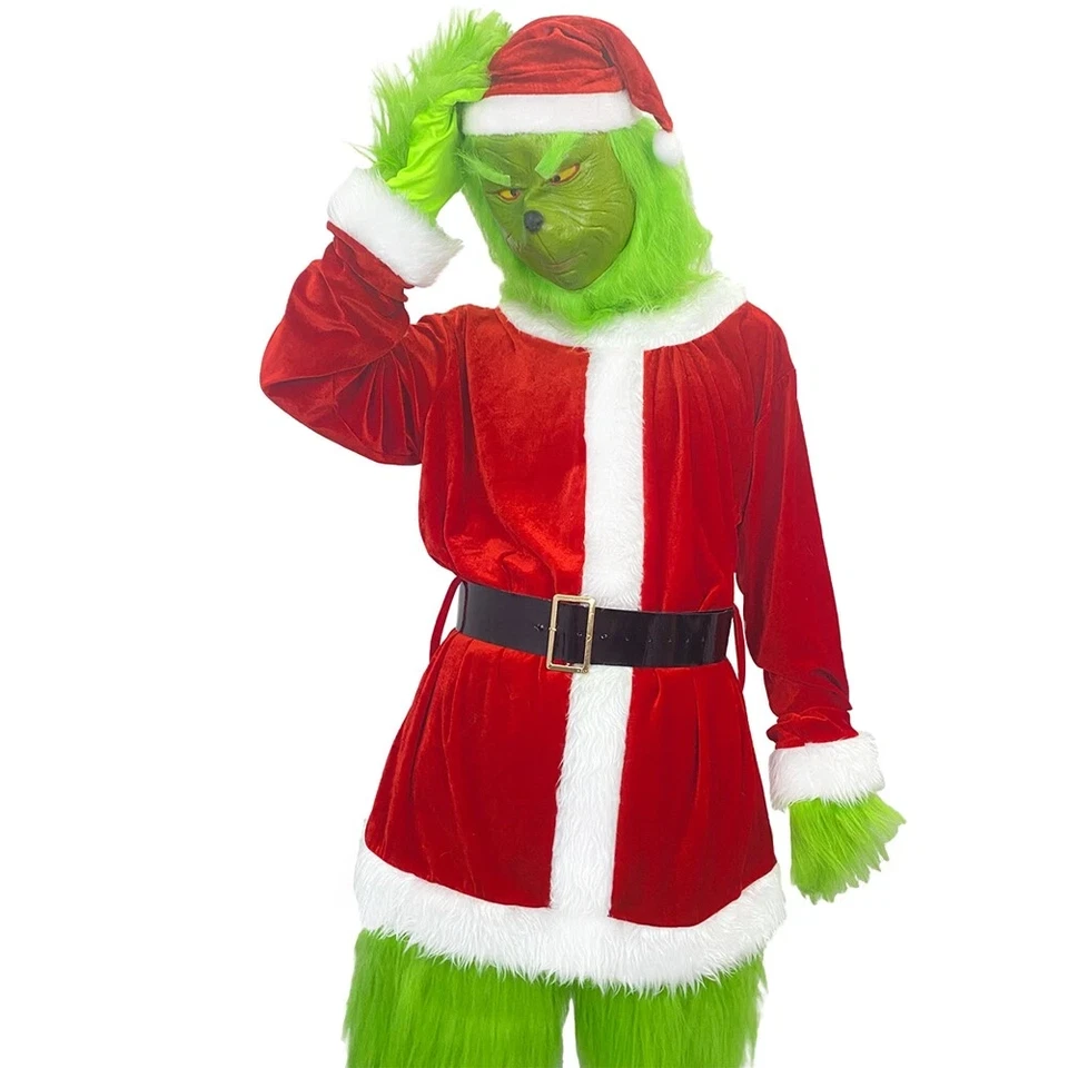 Disfraz de Monstruo Verde Navidad Papá Noel Grinch Disfraz Disfraz Vestido de Fiesta de Halloween Foto 3 de 4