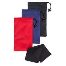 Premium Quality Microfiber Sunglasses Pouch With Spring 3 Black Blue Red