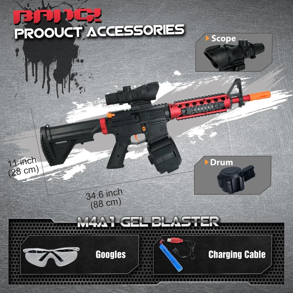 Juguete salpicaduras eléctricas M416 modo doble gel blaster - juegos al aire libre edad 12+ Foto 3 de 4