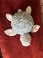 Handmade Crochet Sea Turtle Crochet Plushie Baby Blue  White 9  embroidered eyes
