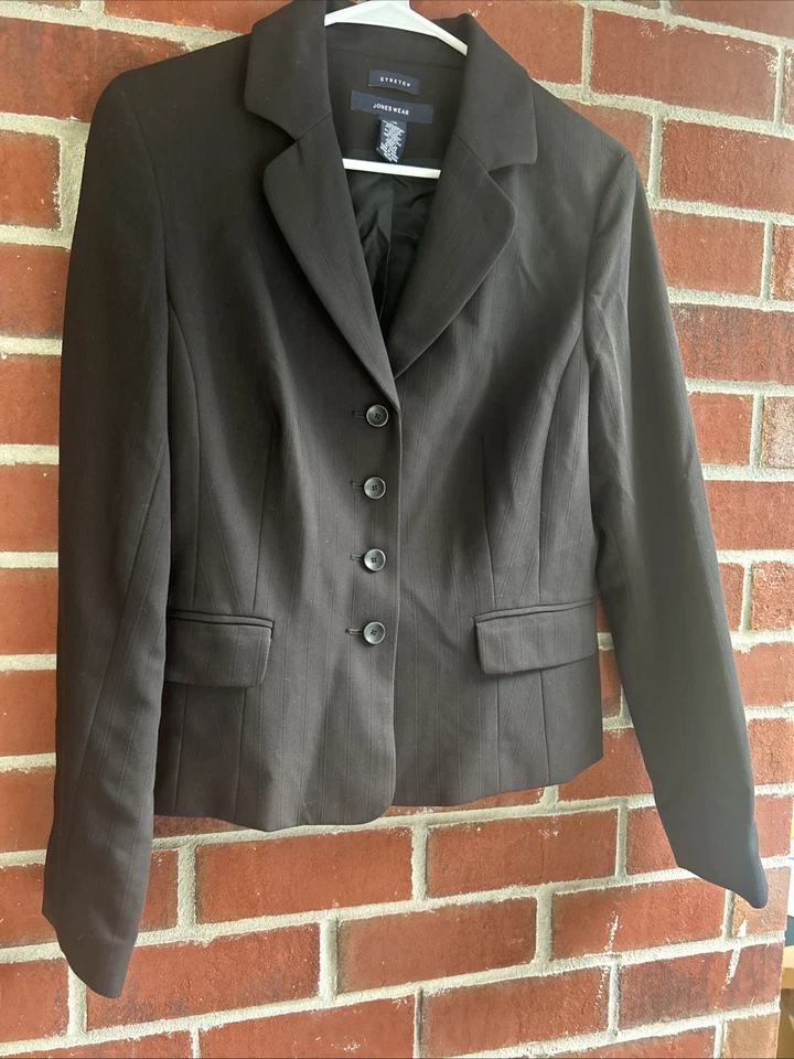 Chaqueta de vestir Blazer negra elástica Jones Wear para mujer talla 10 con 4 botones y 2 Foto 4 de 4