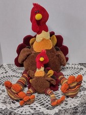 Rare Vintage Gund Turk Sr  Turk Jr Thanksgiving Turkey's Plush Retired