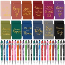 48 Pcs Bulk Motivational Pens Inspirational Notepads Set, Small Pocket Motiva...